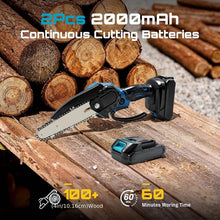 Load image into Gallery viewer, 6-inch Cordless Mini Chainsaw – Handheld Electric, Lightweight, Battery-Powered
