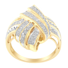 Load image into Gallery viewer, 10K Yellow Gold Diamond Bypass Cocktail Ring (1 1/5 Cttw, I-J Color, I2-I3 Clarity) - Size 8
