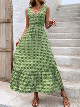 Load image into Gallery viewer, Vintage Printed V-Neck Tie Waist Midi Dress Lightweight Trendy &amp; Elegant Dress for Women
