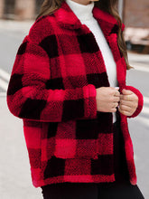 Load image into Gallery viewer, Beautiful Red Women Drop Shoulder Fuzzy Button-Up Jacket Soft And Comfortable Casual Fit Jacket

