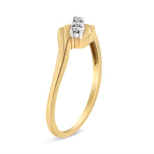 Load image into Gallery viewer, 10K Yellow Gold over .925 Sterling Silver 1/10 Cttw Diamond Three-Stone Bypass Fashion Cocktail Ring ( I-J Color, I2-I3 Clarity) - Size 6
