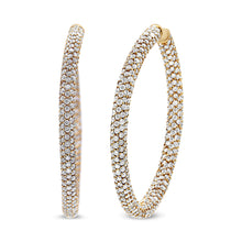 Load image into Gallery viewer, 18K Rose Gold 6.90 Cttw Pave Set Diamond Inside Out Eternity Hoop Earrings (F-G Color, VS1-VS2 Clarity)
