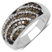 Load image into Gallery viewer, 0.64 Carat Genuine Champagne Diamond &amp; White Diamond .925 Sterling Silver Ring
