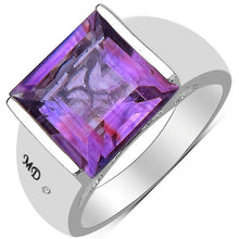 Load image into Gallery viewer, 5.21 Carat Genuine Amethyst &amp; White Diamond .925 Sterling Silver Ring
