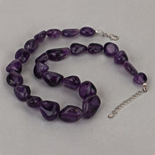 Load image into Gallery viewer, Amethyst Beaded Necklace, Genuine Raw Amethyst Beads Necklace for Women in Sterling Silver, February Birthstone Necklace, Gift for Mom
