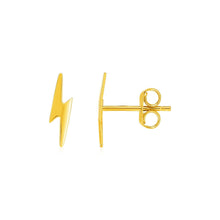 Load image into Gallery viewer, 14k Yellow Gold Post Earrings with Lightning Bolts
