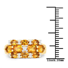 Load image into Gallery viewer, 14K Yellow Gold Plated 2.48 Carat Genuine Citrine &amp; White Topaz .925 Sterling Silver Ring
