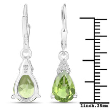 Load image into Gallery viewer, 2.80 Carat Genuine Peridot and White Zircon .925 Sterling Silver Earrings
