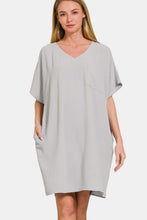 Load image into Gallery viewer, V-Neck Tee Dress with Pockets For Women – Comfortable V-Neck Dress, Casual Chic Tee Dress, Practical Pocketed Dress, Versatile V-Neck Dress, Everyday Casual Dress, Relaxed Fit Dress, Functional Pocket Dress
