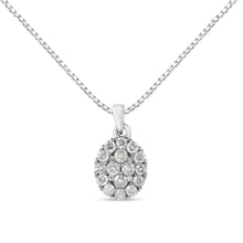 Load image into Gallery viewer, .925 Sterling Silver 1 1/2 Cttw Diamond Oval Cluster Pendant Necklace (I-J Color, I2-I3 Clarity) - 18"
