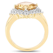 Load image into Gallery viewer, 14K Yellow Gold Plated 3.58 Carat Genuine Citrine &amp; White Topaz .925 Sterling Silver Ring
