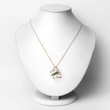 Load image into Gallery viewer, 0.51 Carat Genuine Emerald and White Zircon .925 Sterling Silver Necklace
