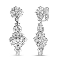 Load image into Gallery viewer, 18K White Gold 9 1/2 Cttw Diamond Cluster Drop Dangle Clip-On Earrings (F-G Color, VS1-VS2 Clarity)
