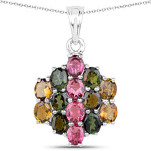 Load image into Gallery viewer, 4.34 Carat Genuine Pink Tourmaline, Green Tourmaline &amp; Brown Tourmaline .925 Sterling Silver Pendant
