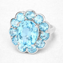 Load image into Gallery viewer, 8.77 Carat Genuine Swiss Blue Topaz .925 Sterling Silver Ring
