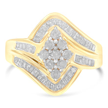 Load image into Gallery viewer, 10K Yellow Gold Diamond Bypass Cluster Ring (1 Cttw, I-J Color, I2-I3 Clarity) - Size 7
