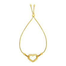 Load image into Gallery viewer, Adjustable Bracelet with Shiny Open Heart in 14k Yellow Gold
