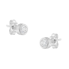 Load image into Gallery viewer, 10K White Gold 1/5 Cttw Round Brilliant-Cut Near Colorless Diamond Bezel-Set Stud Earrings (H-I Color, I1-I2 Clarity)
