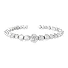 Load image into Gallery viewer, .925 Sterling Silver 1/6 Cttw Diamond Rondelle Graduated Ball Bead Cuff Bangle Bracelet (I-J color, I2-I3 clarity) - Fits wrists up to 7 1/2 inches
