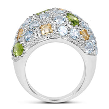 Load image into Gallery viewer, 11.38 Carat Genuine Peridot, Citrine and Blue Topaz .925 Sterling Silver Ring
