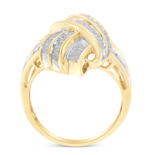 Load image into Gallery viewer, 10K Yellow Gold Diamond Bypass Cocktail Ring (1 1/5 Cttw, I-J Color, I2-I3 Clarity) - Size 8
