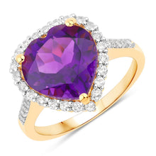 Load image into Gallery viewer, 4.86 Carat Genuine Amethyst and White Topaz .925 Sterling Silver Ring
