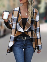 Load image into Gallery viewer, Elegant Plaid Open Front Long Sleeve Jacket Stylish &amp; Cozy Lightweight Breathable Outerwear
