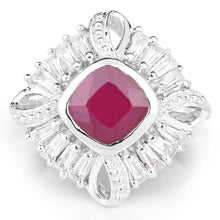 Load image into Gallery viewer, 2.66 Carat Glass Filled Ruby and White Topaz .925 Sterling Silver Ring
