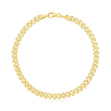 Load image into Gallery viewer, 14k Yellow Gold High Polish Textured Fancy Chain Bracelet (4mm)
