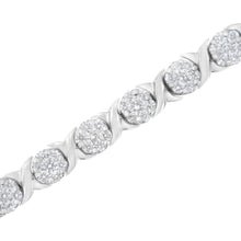 Load image into Gallery viewer, 14K White Gold 4 7/8 Cttw Round Brilliant-Cut Diamond Round Cluster &amp; X-Link 7" Tennis Bracelet (I-J Color, SI2-I1 Clarity)
