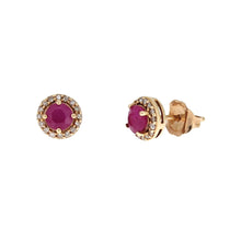 Load image into Gallery viewer, .77ct Ruby Diamond Stud Earrings 10KT Rose Gold
