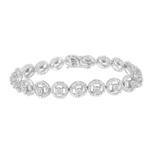 Load image into Gallery viewer, .925 Sterling Silver 1/2 Cttw Diamond Nested Circle Miracle Set Open Wheel 7.25" Fashion Link Bracelet (I-J Color, I3 Clarity)

