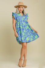 Load image into Gallery viewer, Romantic Full Size Floral Print Dress Ruffle Cap Sleeve Dress Plus Size Summer Lightweight Dress
