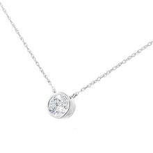 Load image into Gallery viewer, 10K White Gold 1/10 Carat Round Brilliant-Cut Diamond Modern Bezel-Set Solitaire 16"-18" Pendant Necklace (H-I Color, SI2-I1 Clarity)
