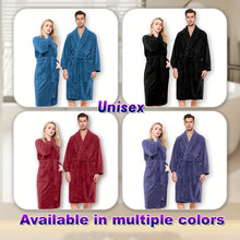 Load image into Gallery viewer, Unisex Extra Warm Coral Fleece Bathrobe Mens and Women Adult Robes for Your Bathroom Bath Towel Bedroom Shawl Collar Robes, Valentines gift for lovers
