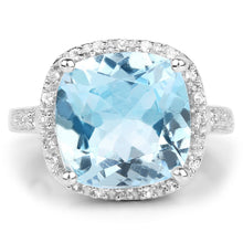 Load image into Gallery viewer, 7.18 Carat Genuine Blue Topaz and White Topaz .925 Sterling Silver Ring

