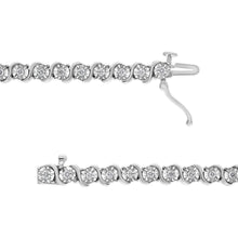 Load image into Gallery viewer, 14K White Gold 1.00 Cttw Lab Grown Diamond Round Miracle Plate and "S" Link Tennis Bracelet (F-G Color, VS2-SI1 Clarity) Size 7"
