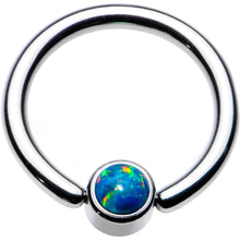 Load image into Gallery viewer, 14G 3/8 Green Faux Opal 4mm Disc BCR Captive Ring
