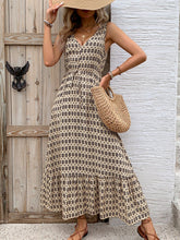 Load image into Gallery viewer, Vintage Printed V-Neck Tie Waist Midi Dress Lightweight Trendy &amp; Elegant Dress for Women
