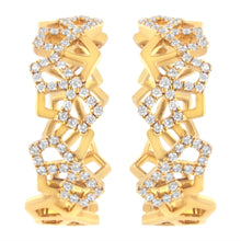 Load image into Gallery viewer, 14K Yellow Gold 3/4 Cttw Diamond Honeycomb Hoop Earrings (G-H Color, SI1-SI2 Clarity) - 24MM
