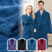 Load image into Gallery viewer, Unisex Extra Warm Coral Fleece Bathrobe Mens and Women Adult Robes for Your Bathroom Bath Towel Bedroom Shawl Collar Robes, Valentines gift for lovers
