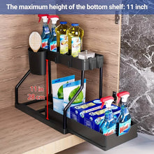 Load image into Gallery viewer, 2-Piece Under Sink Organizer with Sliding Shelves – Multi-Purpose Storage Rack

