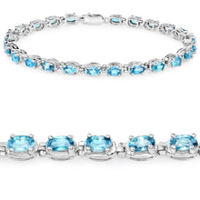 Load image into Gallery viewer, 7.92 Carat Genuine Blue Zircon .925 Sterling Silver Bracelet
