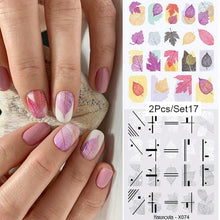 Load image into Gallery viewer, Abstract Lady Face Water Decals Fruit Flower Summer Leopard Alphabet Leaves Nail Stickers Water Black Leaf Sliders Marble Nail Art Stickers Water Transfer Nail Decals Full Wraps Gradient Acrylic Nail Kits for Women Manicure Decoration
