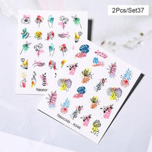 Load image into Gallery viewer, Abstract Lady Face Water Decals Fruit Flower Summer Leopard Alphabet Leaves Nail Stickers Water Black Leaf Sliders Marble Nail Art Stickers Water Transfer Nail Decals Full Wraps Gradient Acrylic Nail Kits for Women Manicure Decoration
