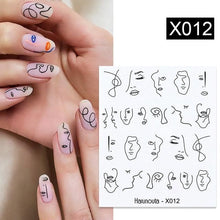 Load image into Gallery viewer, Abstract Lady Face Water Decals Fruit Flower Summer Leopard Alphabet Leaves Nail Stickers Water Black Leaf Sliders Marble Nail Art Stickers Water Transfer Nail Decals Full Wraps Gradient Acrylic Nail Kits for Women Manicure Decoration
