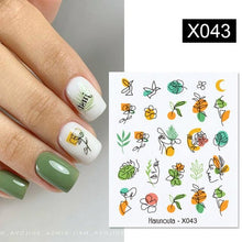 Load image into Gallery viewer, Abstract Lady Face Water Decals Fruit Flower Summer Leopard Alphabet Leaves Nail Stickers Water Black Leaf Sliders Marble Nail Art Stickers Water Transfer Nail Decals Full Wraps Gradient Acrylic Nail Kits for Women Manicure Decoration
