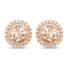 Load image into Gallery viewer, 0.93 Carat Genuine Morganite and White Diamond 14K Rose Gold Earrings
