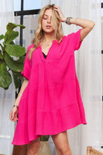 Load image into Gallery viewer, Tiered Notched Short Sleeve Dress For Summer – Versatile, Chic, Comfortable, Stylish, Must-Have for Every Occasion
