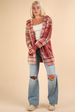 Load image into Gallery viewer, Colorful Fuzzy Plaid Long Sleeve Hooded Jacket Warm &amp; Trendy Outerwear for Cold Days
